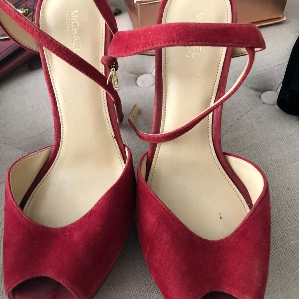 Red velvet high heels